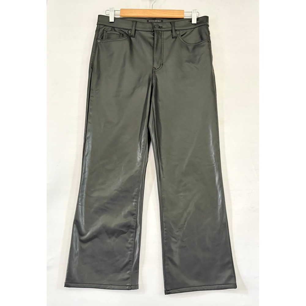 Banana Republic Vegan Leather Cropped Bootcut Pants Black 29/8